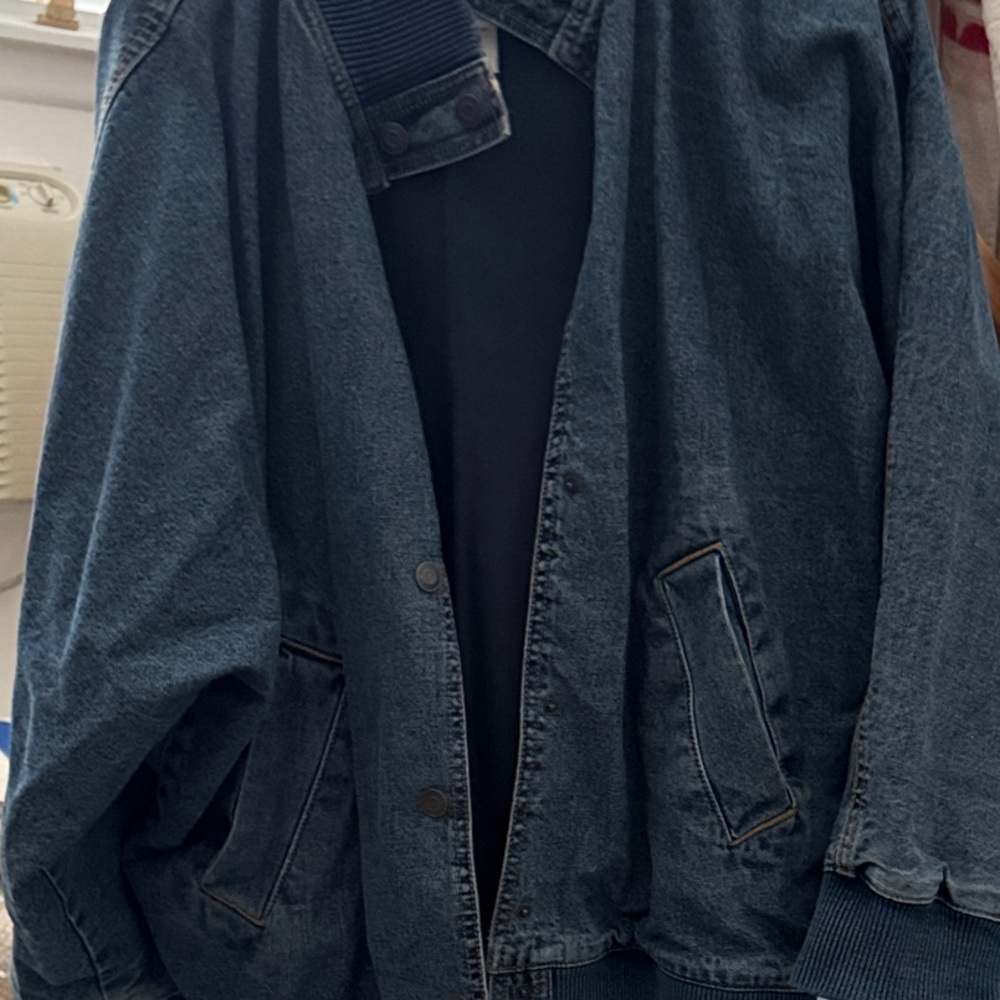 Zara Dark Blue Denim Bomber Jacket - Picture 5 of 7